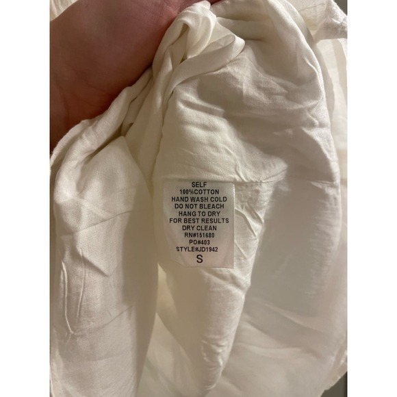 NWT Storia White Long Sleeve Boho Mini Dress Smocked Bodice‎ Size S - Picture 4 of 6